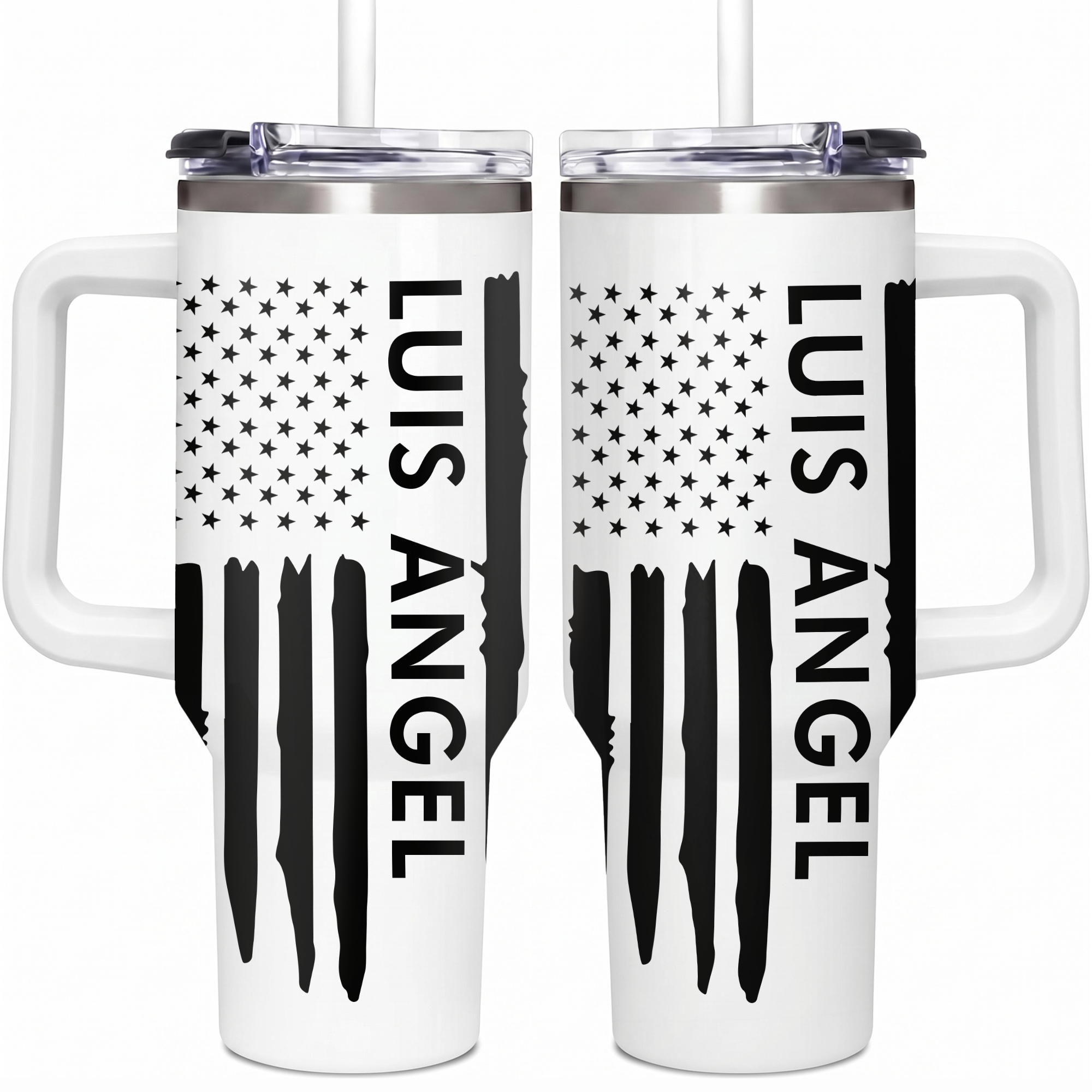 Custom Sunflower 40oz Tumbler With Handle, Personalized Name Travel Mug