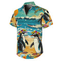 Penguin Hawaiian Shirt, Aloha Button Up Shirt for Men & Women, Tropical Short Sleeve Beach Vacation Summer Casual Shirt - 003