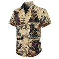 Pirates Hawaiian Shirt, Pirates of the Caribbean Button Up Shirt for Men, Cat Tropical Short Sleeve Beach Vacation Summer Casual Shirt - 006