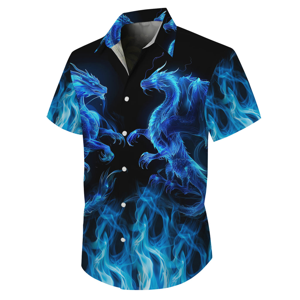 Dragon Hawaiian Shirt, Aloha Button Up Shirt for Men & Women, Tropical Short Sleeve Beach Vacation Summer Casual Shirt - 004
