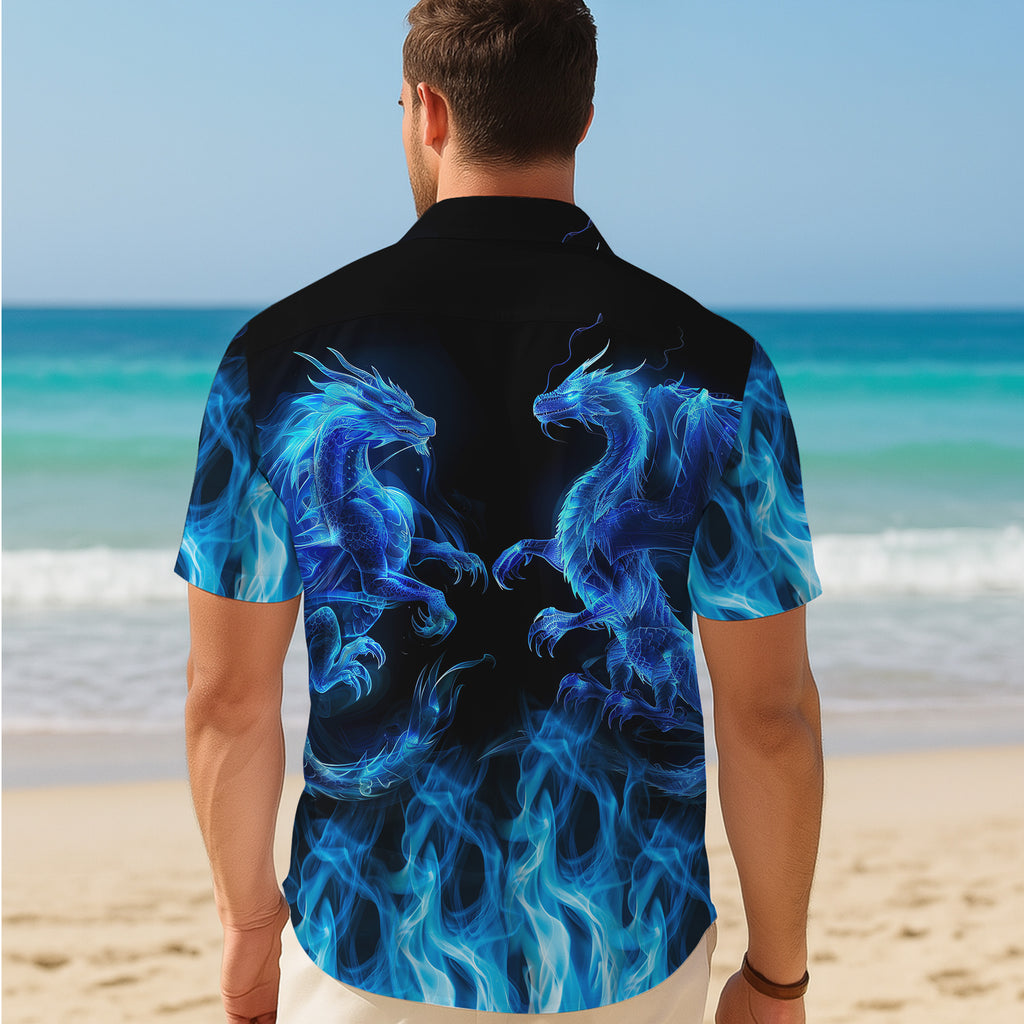 Dragon Hawaiian Shirt, Aloha Button Up Shirt for Men & Women, Tropical Short Sleeve Beach Vacation Summer Casual Shirt - 004