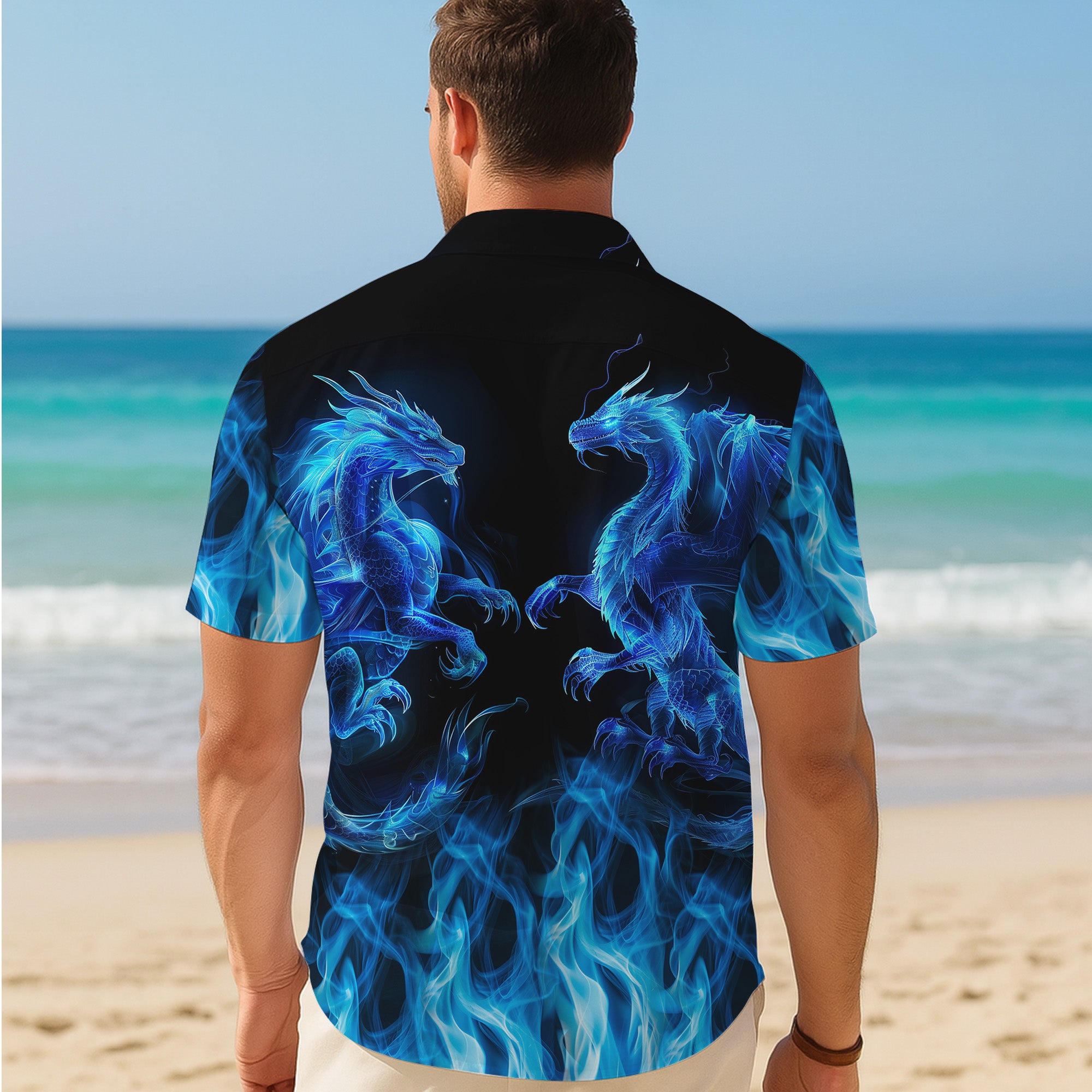 Dragon Hawaiian Shirt, Aloha Button Up Shirt for Men & Women, Tropical Short Sleeve Beach Vacation Summer Casual Shirt - 004