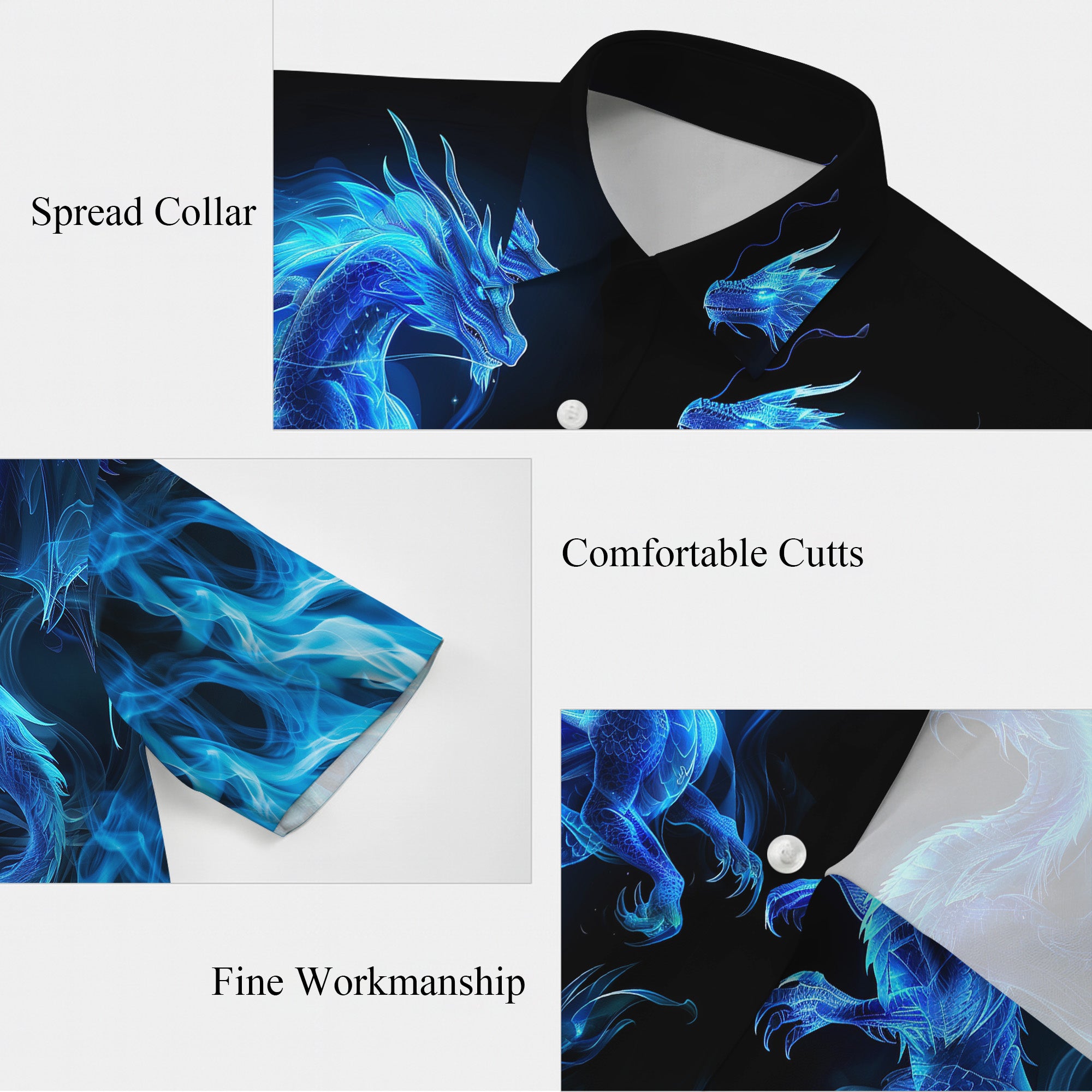 Dragon Hawaiian Shirt, Aloha Button Up Shirt for Men & Women, Tropical Short Sleeve Beach Vacation Summer Casual Shirt - 004