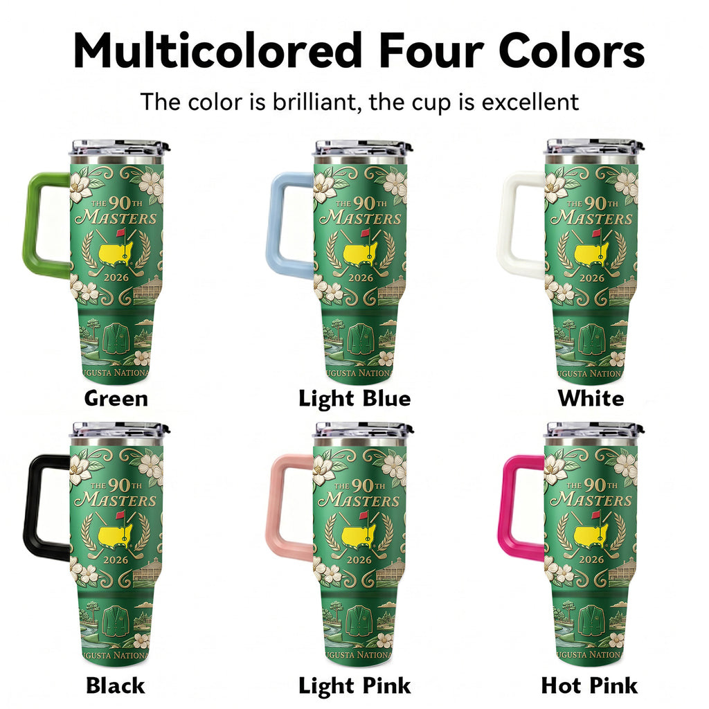 2026 Golf Tournament 40oz Tumbler with Handle, Green Jacket Augusta Map Insulated Cup, The 90th Masters Commemorative Gift for Golfers
