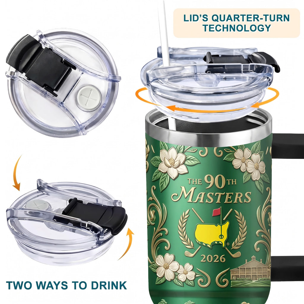 2026 Golf Tournament 40oz Tumbler with Handle, Green Jacket Augusta Map Insulated Cup, The 90th Masters Commemorative Gift for Golfers