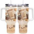 Stars Hollow Autumn Gilmore Girls Inspired 40oz Tumbler with Handle, Coffee Coffee Coffee 3D Embossed Fall Travel Cup