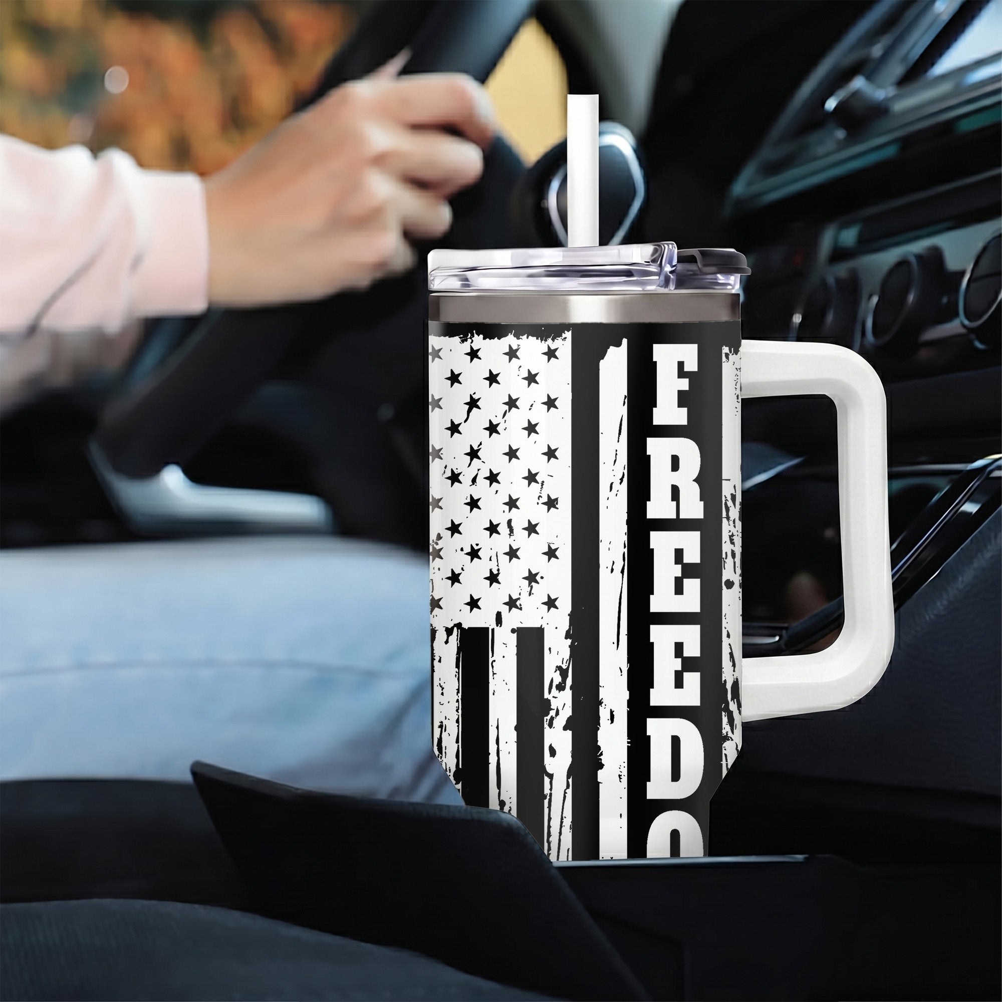 USA Tumbler 40oz With Handle, America Tumbler Gifts