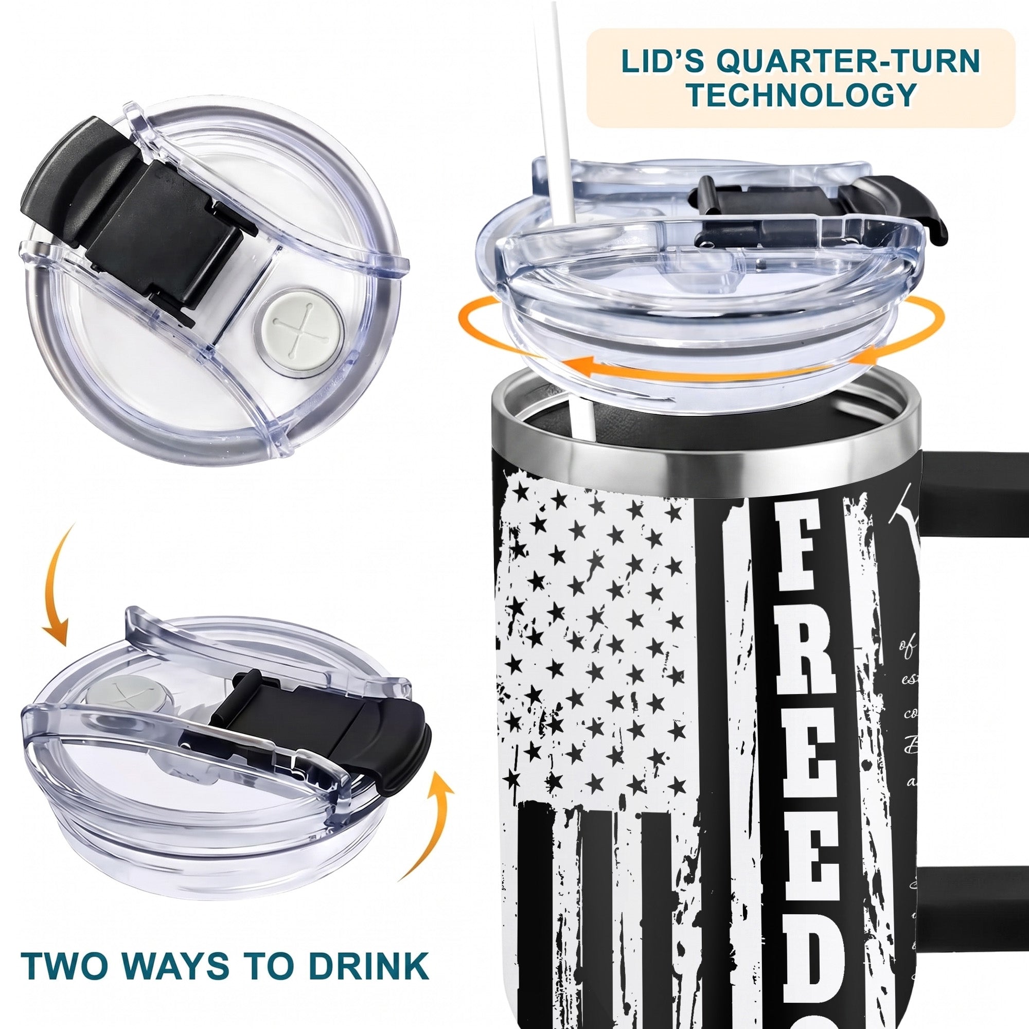 USA Tumbler 40oz With Handle, America Tumbler Gifts