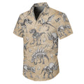 Dinosau Hawaiian Shirt, Dino Button Up Shirt for Men, T-Rex Tropical Short Sleeve Beach Vacation Summer Casual Shirt - 007