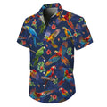 Parrot Hawaiian Shirt, Parrot Button Up Shirt for Men, Tropical Short Sleeve Beach Vacation Summer Casual Shirt - 009