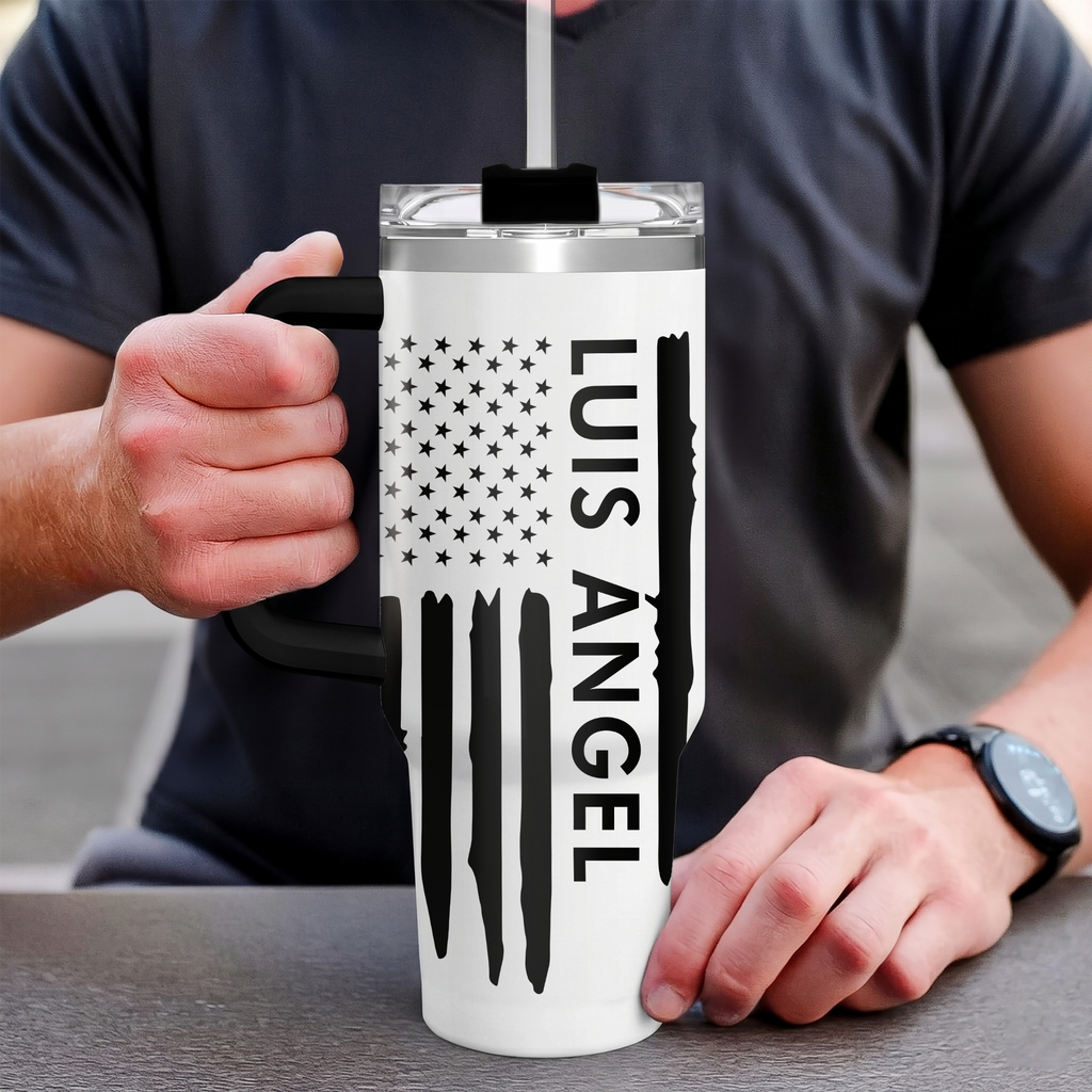 Custom Sunflower 40oz Tumbler With Handle, Personalized Name Travel Mug
