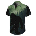 Sasquatch Hawaiian Shirt, Bigfoot Button Up Shirt for Men, Tropical Short Sleeve Beach Vacation Summer Casual Shirt - 0011