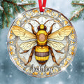Personalized Bee Ornament, Stained Glass Custom Name Tree Decor, Christmas Gift