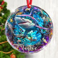 Personalized Shark Ornament, Stained Glass Christmas Tree Decor, Custom Ocean Animal Holiday Present