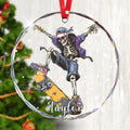 Personalized Skateboarding Skeleton Ornament, Custom Glass Christmas Tree Decor, Skater Holiday Gift