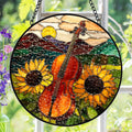 Cello Suncatcher, Sunflower Window Decor, Stained Glass Window Hanging, Music Lover Gifts, Suncatchers For Windows Hanging, Garden Suncatchers, Stain Glass Decor, Sun Catchers