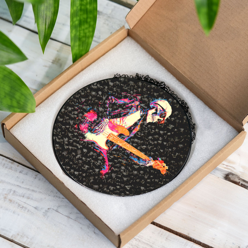 Rock Skeleton Guitar Suncatcher, Stained Glass Window Hanging, Music Lover Gift