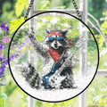 Rock & Roll Raccoon Suncatcher, Stained Glass Window Hanging, Music Lover Gift
