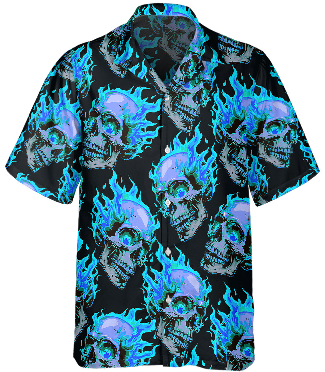 Skull Hawaiian Shirt, Personalized Aloha Shirt, Tropical Button Up Shirt, Beach Vacation Shirt