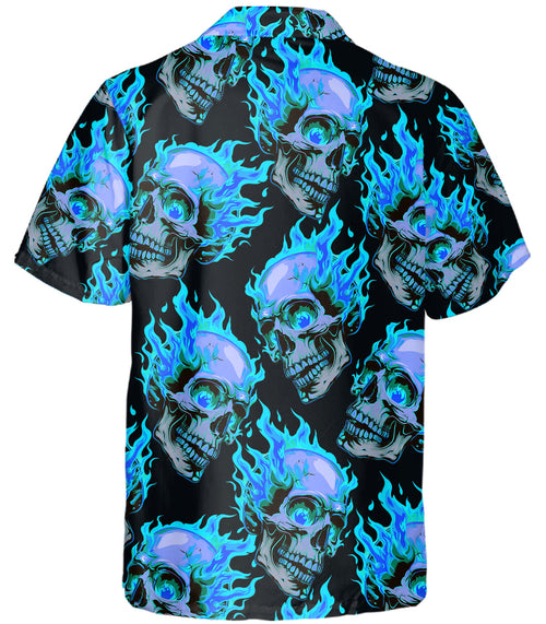 Skull Hawaiian Shirt, Personalized Aloha Shirt, Tropical Button Up Shirt, Beach Vacation Shirt
