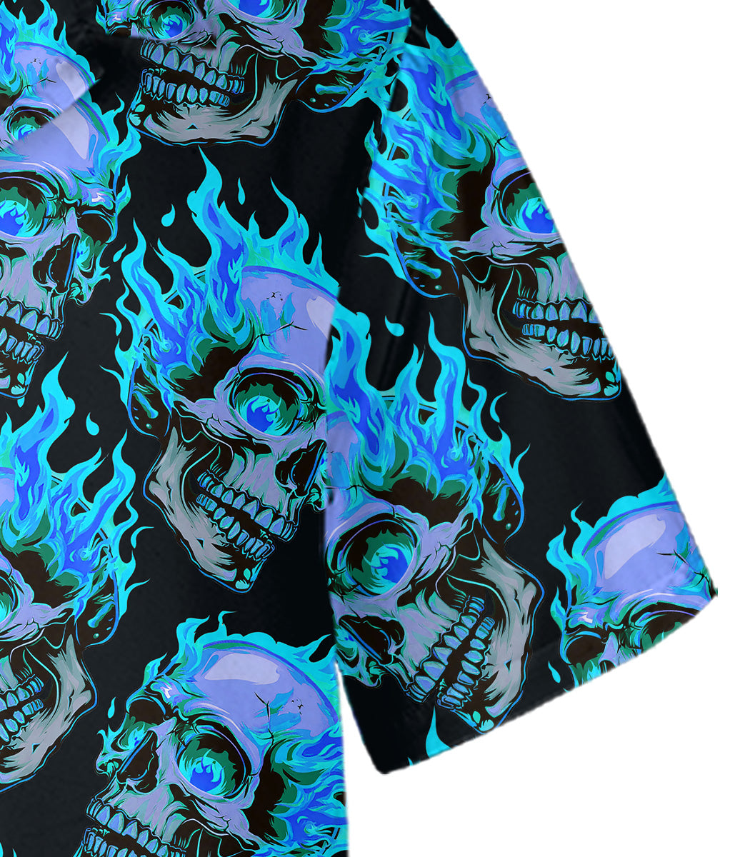 Skull Hawaiian Shirt, Personalized Aloha Shirt, Tropical Button Up Shirt, Beach Vacation Shirt