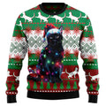 3D Black Cat Santa Ugly Christmas Sweater, Funny Feline Holiday Pullover, Pet Lover Gag Gift for Men Women
