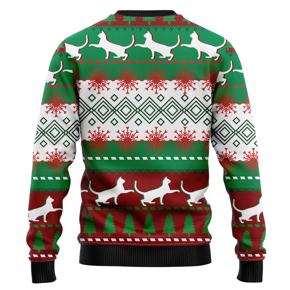 3D Black Cat Santa Ugly Christmas Sweater, Funny Feline Holiday Pullover, Pet Lover Gag Gift for Men Women