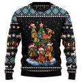 Funny Dachshund Christmas Tree Ugly Sweater, 3D Wiener Dog Holiday Sweatshirt, Dog Dad Mom Xmas Jumper
