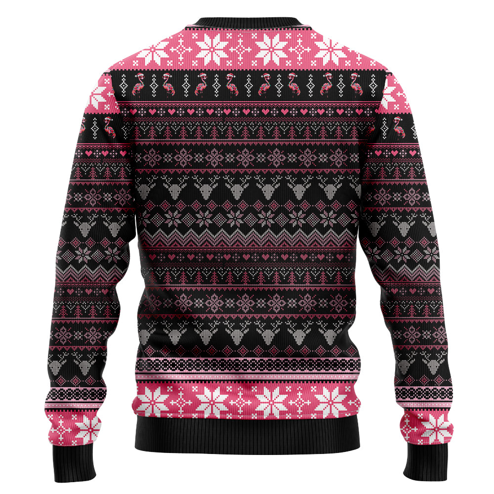 Funny Flamingo On The Naughty List Ugly Christmas Sweater, 3D Tropical Holiday Sweatshirt, Pink Bird Xmas Jumper