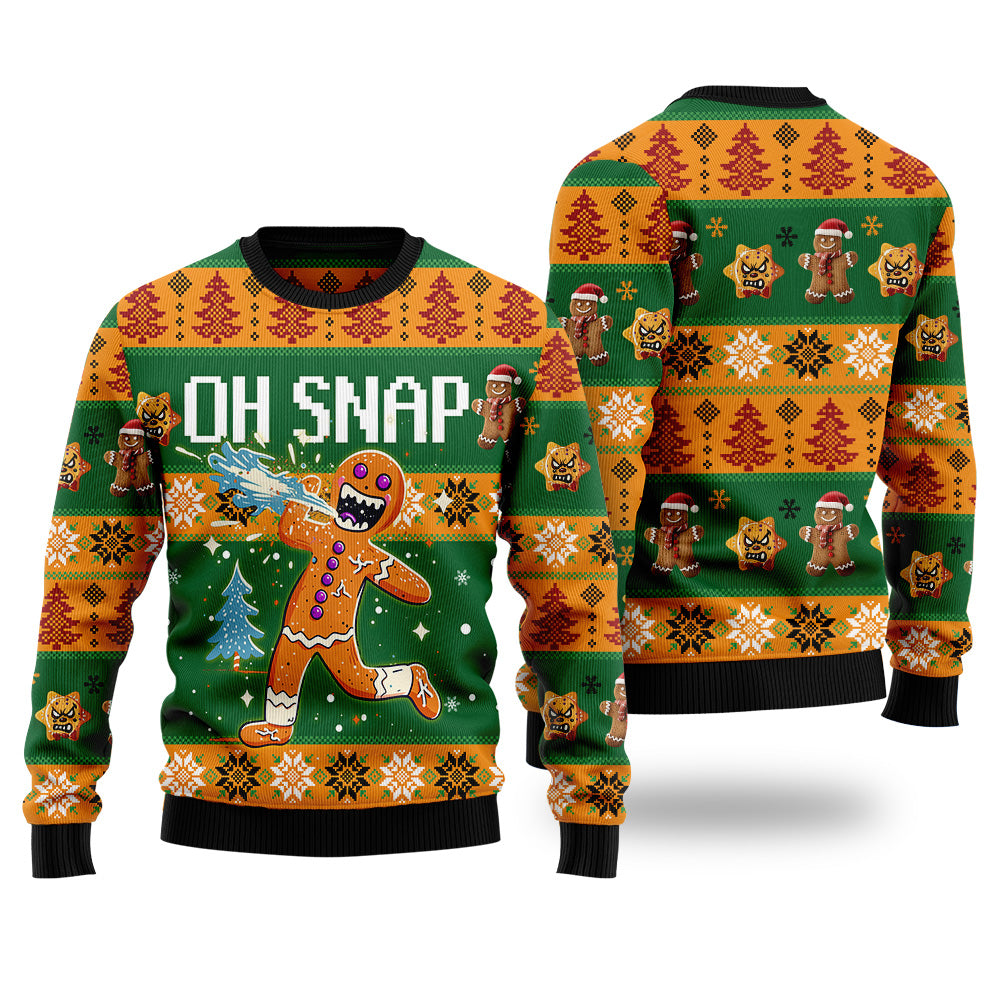 Funny Oh Snap Gingerbread Man Ugly Christmas Sweater, 3D Broken Cookie Holiday Sweatshirt, Humor Xmas Jumper